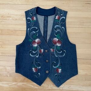 Handmade painted denim vest